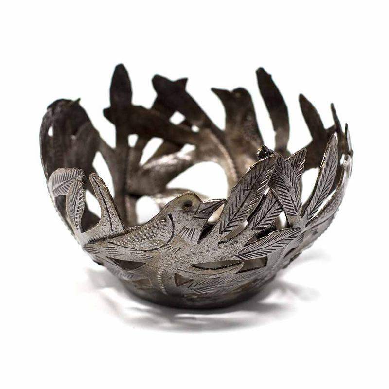 Decorative Drum Art Bowl or Votive, Birds - Croix des Bouquets - Flyclothing LLC