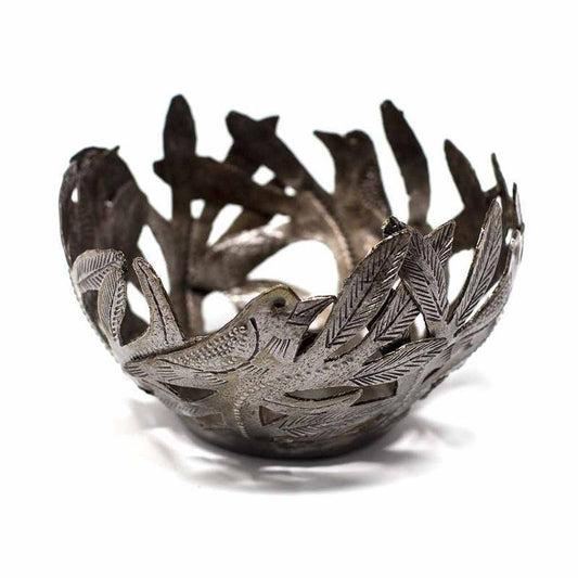 Decorative Drum Art Bowl or Votive, Birds - Croix des Bouquets