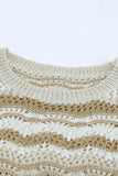 Wavy Stripe Scalloped Hem Openwork Knit Top - Trendsi - Flyclothing LLC