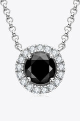 Two-Tone 1 Carat Moissanite Round Pendant Necklace - Trendsi - Flyclothing LLC