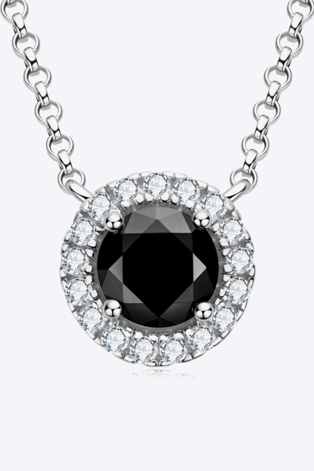 Two-Tone 1 Carat Moissanite Round Pendant Necklace - Trendsi - Flyclothing LLC
