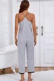 Halter Neck Cami and Lace Trim Pajama Set - Trendsi