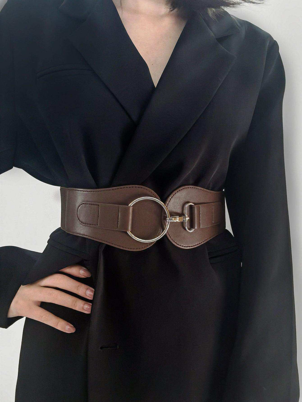 PU Elastic Wide Belt - Trendsi - Flyclothing LLC
