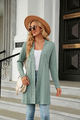 Long Sleeve Open Front Cardigan - Trendsi