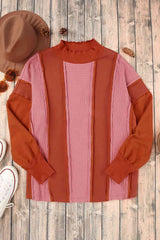 Color Block Exposed Seam Top - Trendsi - Flyclothing LLC