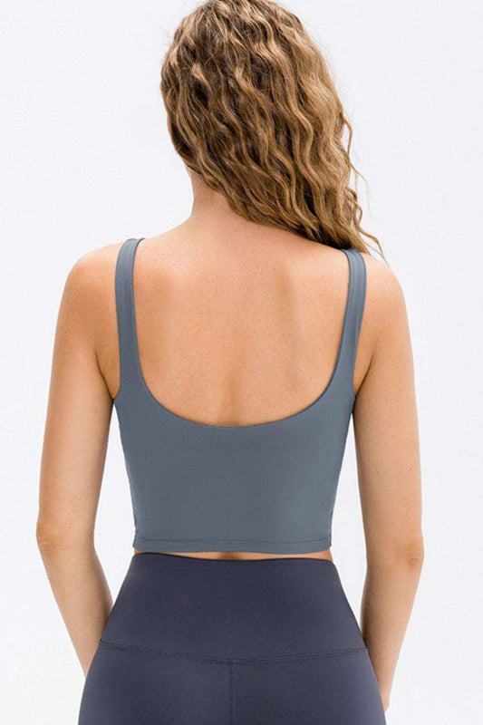 Cropped Scoop Neck Active Tank Top - Trendsi - Flyclothing LLC