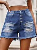 Raw Hem Denim Shorts with Pockets - Trendsi - Flyclothing LLC