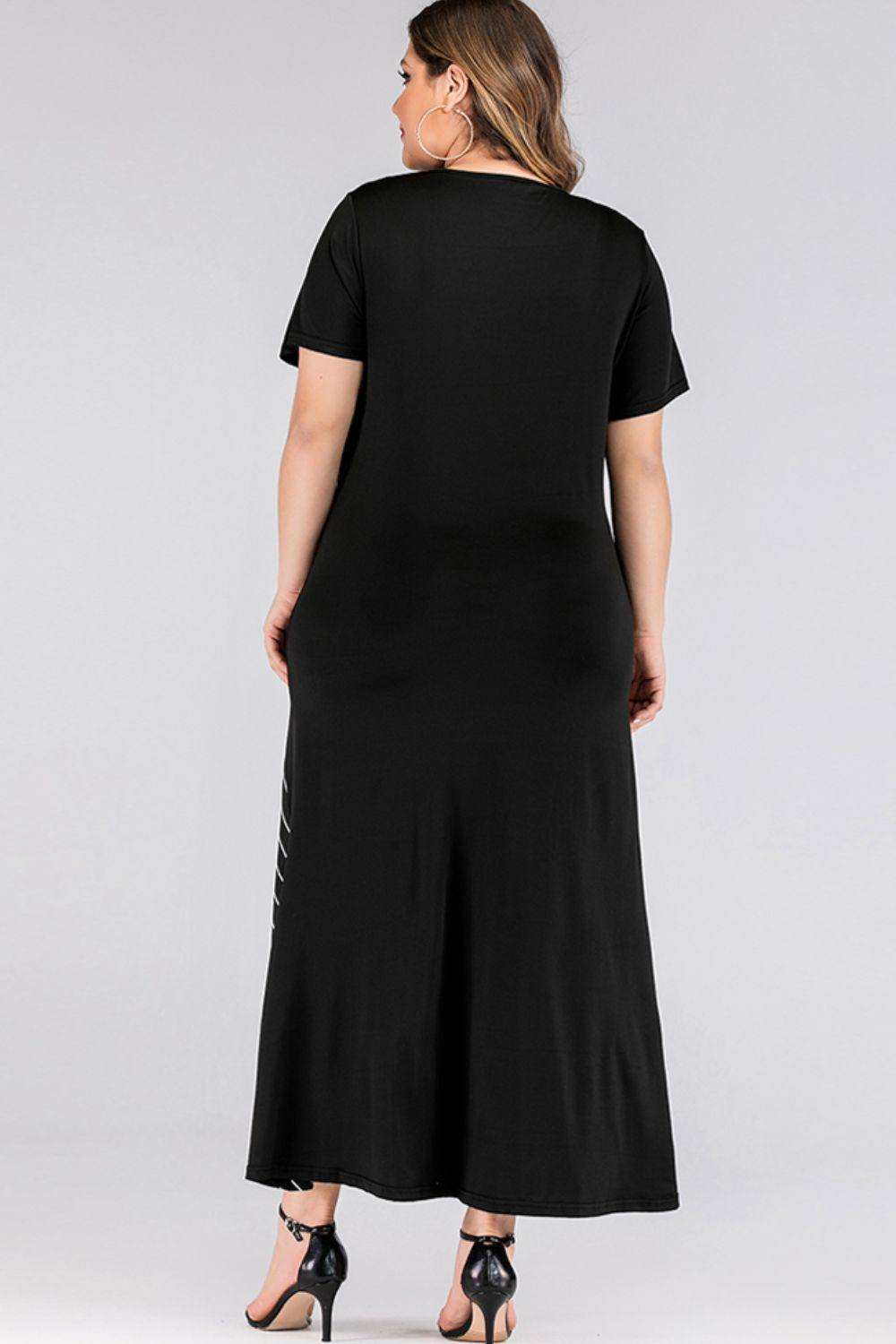 Plus Size Striped Color Block Tee Dress - Trendsi - Flyclothing LLC