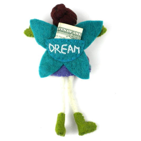 Hand Felted Tooth Fairy Pillow - Brunette with Purple Dress - Global Groove - Global Groove
