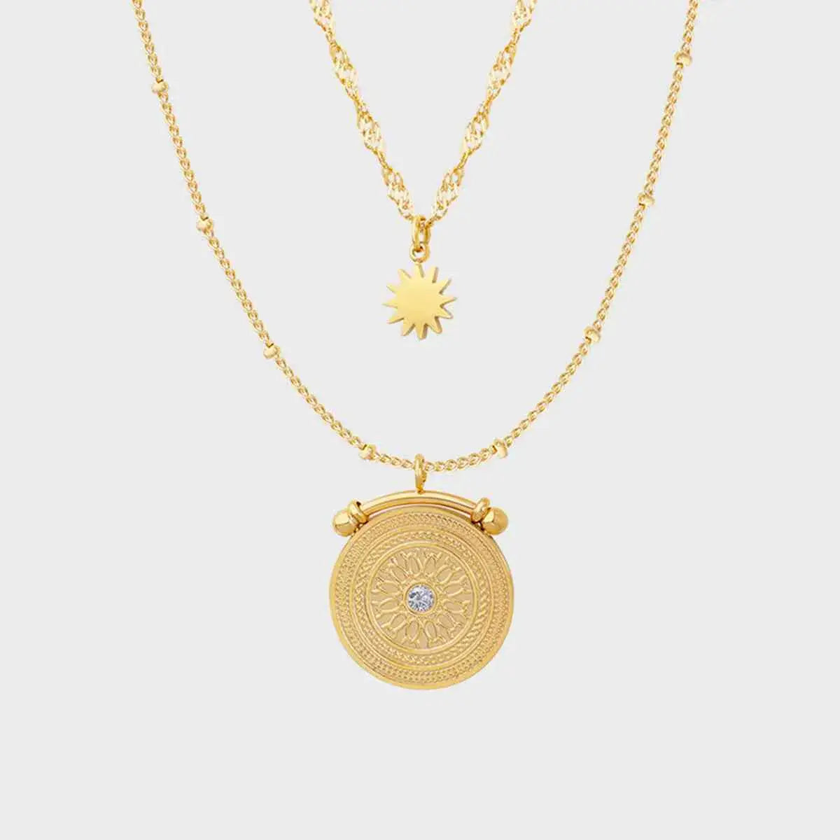 Stainless Steel Double-Layered Necklace - Trendsi - Flyclothing LLC