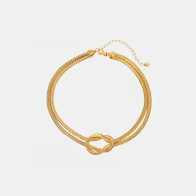 Double Layered Knot Herringbone Choker Necklace - Trendsi - Flyclothing LLC