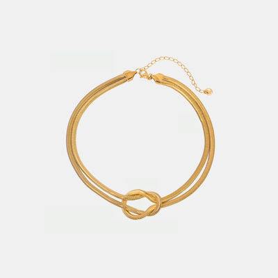 Double Layered Knot Herringbone Choker Necklace - Trendsi