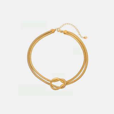 Double Layered Knot Herringbone Choker Necklace - Trendsi - Flyclothing LLC