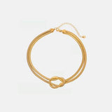 Double Layered Knot Herringbone Choker Necklace - Trendsi