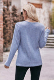 Buttoned Hem Detail Ribbed Top - Trendsi - Flyclothing LLC