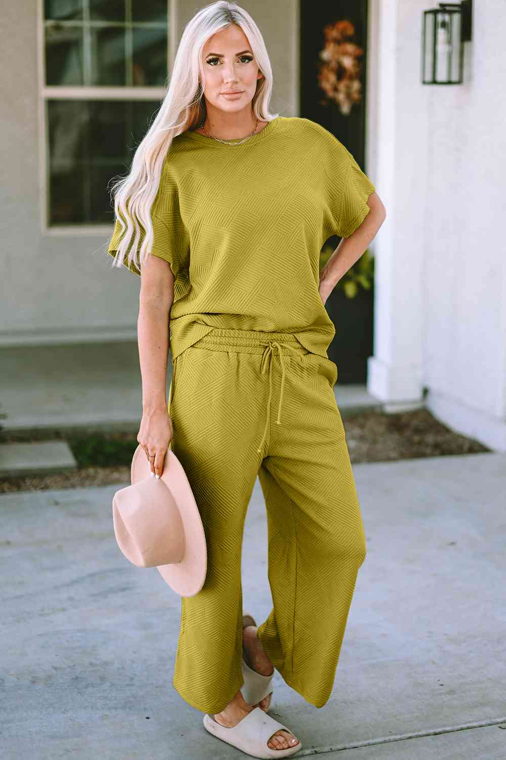Short Sleeve Top and Pants Set - Trendsi - Flyclothing LLC