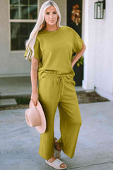 Short Sleeve Top and Pants Set - Trendsi - Flyclothing LLC