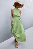 Printed Sleeveless Tie Waist Maxi Dress - Trendsi