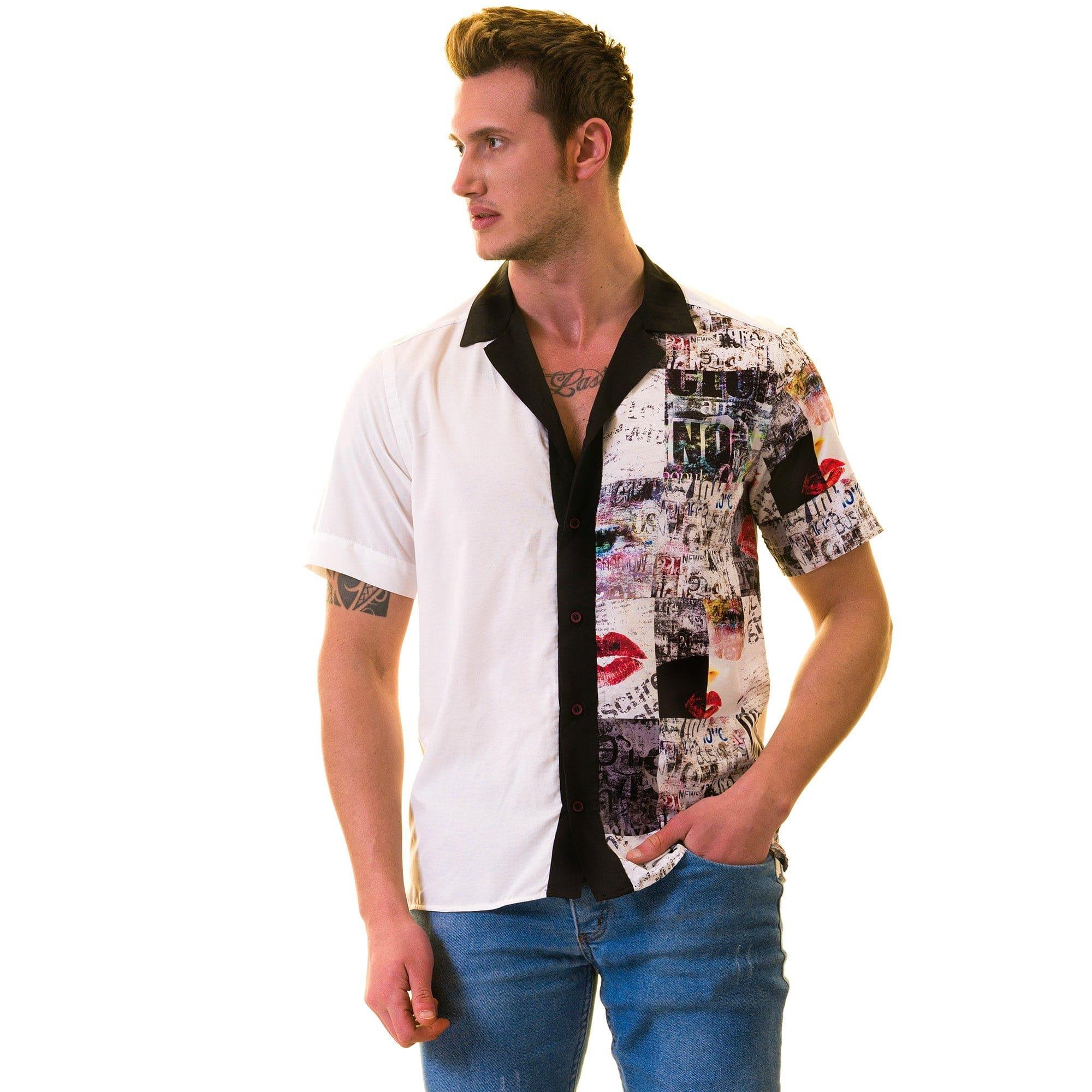 Gravity Homme Men's Weekend Shirt | Newspaper Blanc - Gravity Homme
