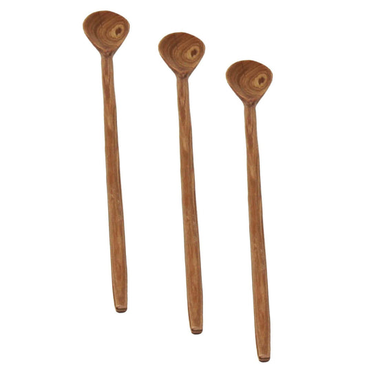 Olive Wood Long Appetizer Spoon, Set of 3 - Flyclothing LLC