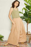 Mittoshop Wrap Pleating Detail Wide Leg Pants - Trendsi - Flyclothing LLC
