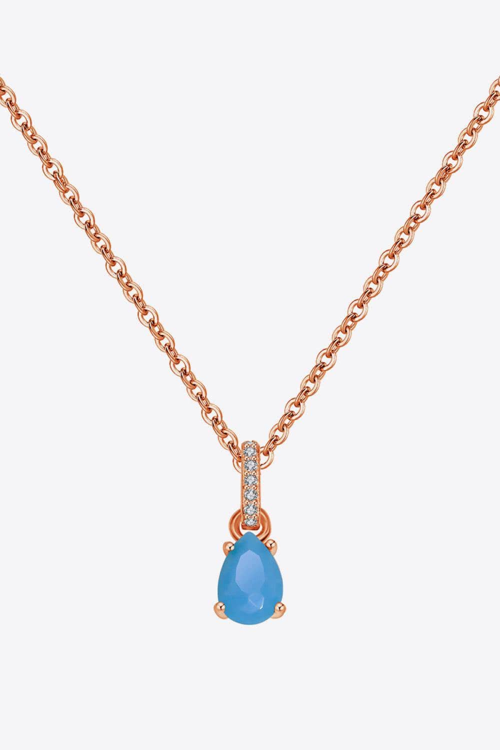 Teardrop Turquoise 4-Prong Pendant Necklace - Flyclothing LLC
