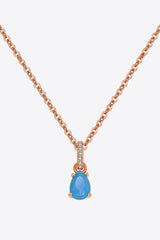 Teardrop Turquoise 4-Prong Pendant Necklace - Flyclothing LLC