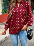 Mock Neck Cutout Lantern Sleeve Blouse - Trendsi - Flyclothing LLC