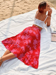 Printed Elastic Waist Skirt - Trendsi