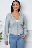 Ruched Half Zip Hooded Jacket - Trendsi