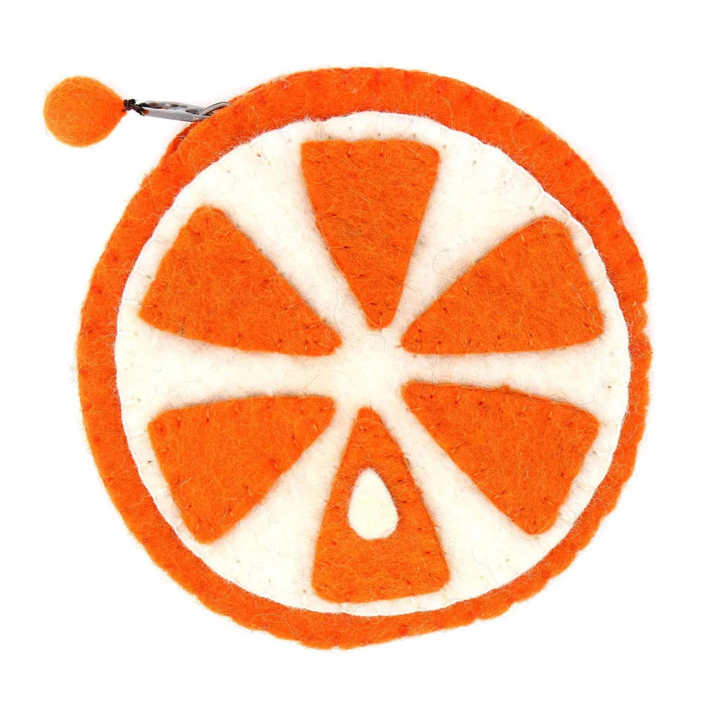 Handmade Felt Fruit Coin Purse - Orange - Global Groove (P) - Global Groove (P)