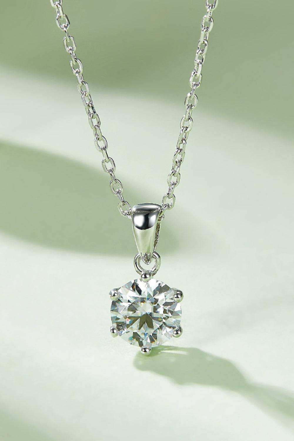 1 Carat Moissanite 925 Sterling Silver Necklace - Trendsi - Flyclothing LLC