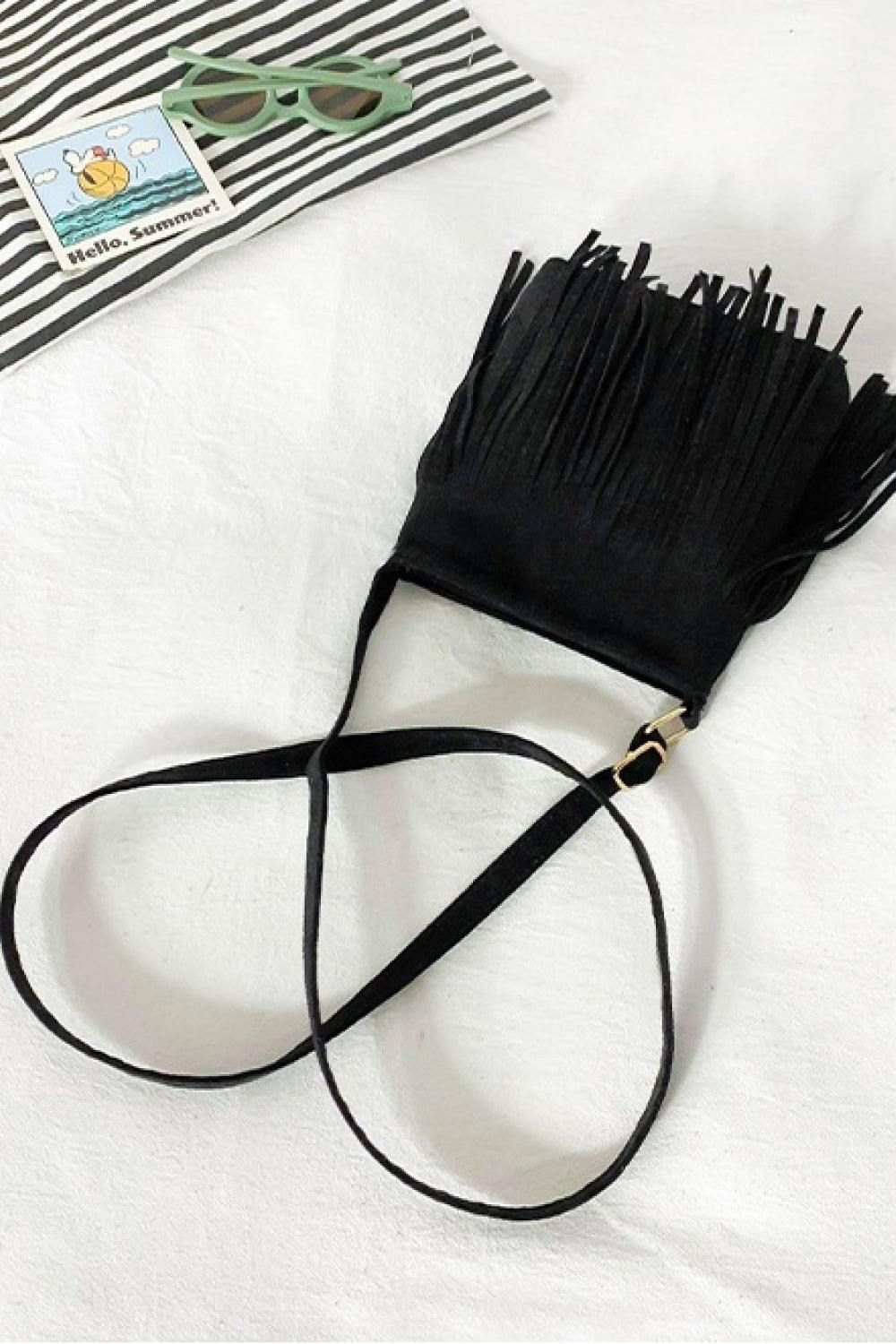 PU Leather Crossbody Bag with Fringe - Trendsi