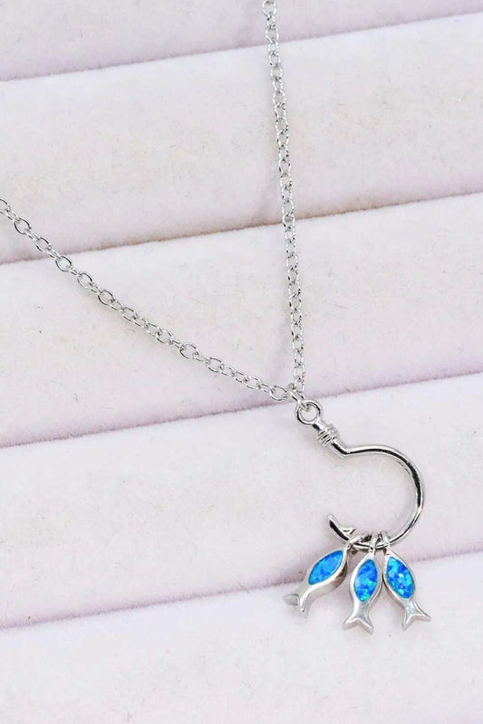 Opal Fish 925 Sterling Silver Necklace - Trendsi - Flyclothing LLC