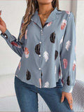 Button Up Printed Collared Neck Shirt - Trendsi - Flyclothing LLC