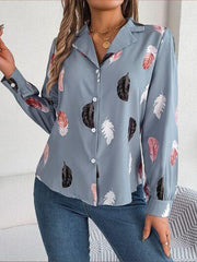 Button Up Printed Collared Neck Shirt - Trendsi