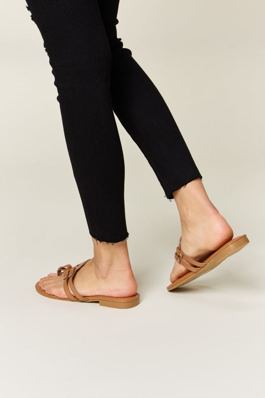Forever Link Cutout PU Leather Open Toe Sandals - Trendsi