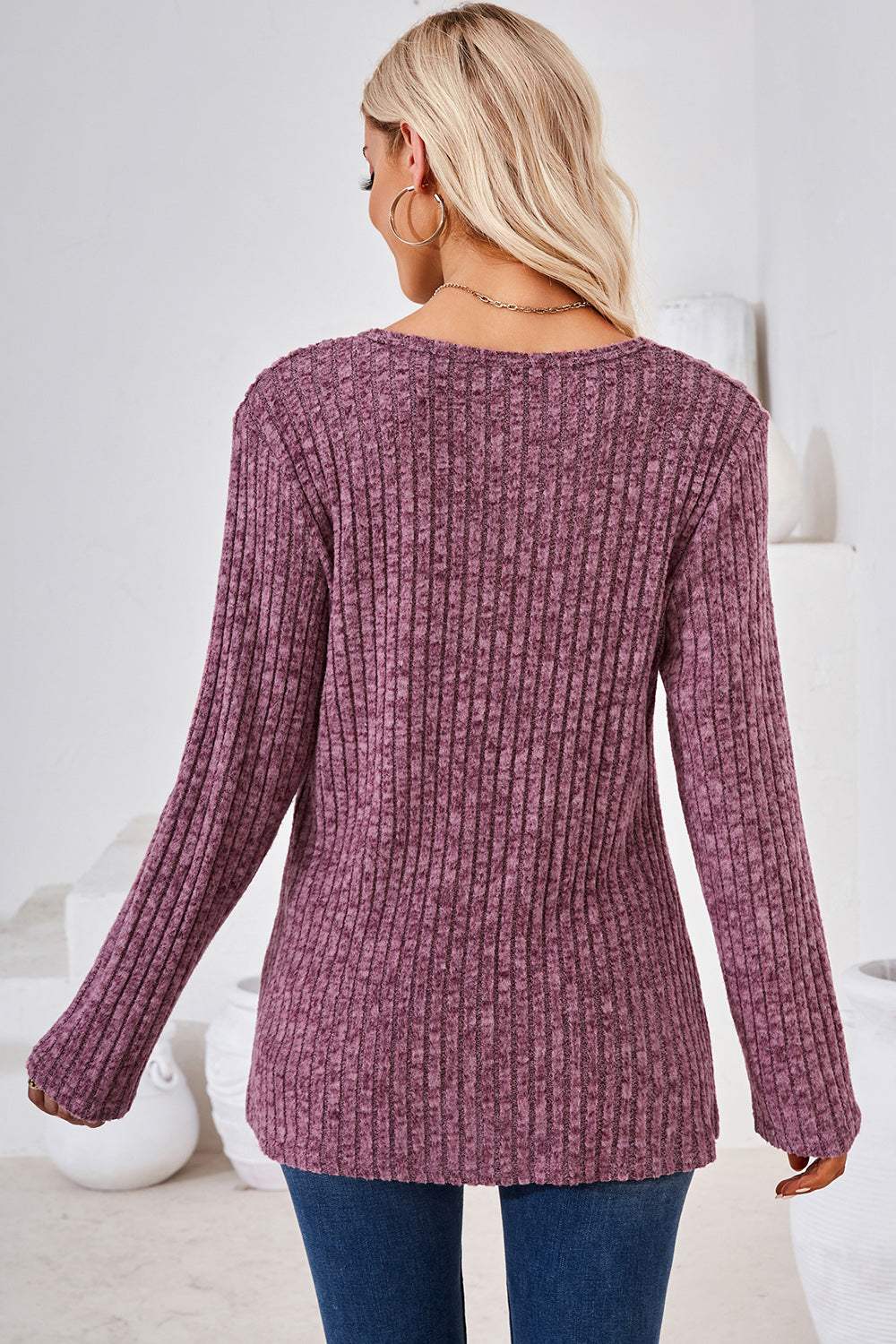 Round Neck Long Sleeve T-Shirt - Trendsi - Flyclothing LLC