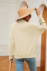 Half-Zip Dropped Shoulder Sweatshirt - Trendsi - Flyclothing LLC