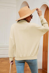 Half-Zip Dropped Shoulder Sweatshirt - Trendsi
