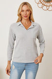 Collared Neck Dropped Shoulder T-Shirt - Trendsi