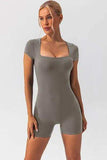Square Neck Cap Sleeve Active Romper - Trendsi - Flyclothing LLC