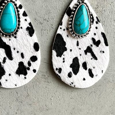Artificial Turquoise Teardrop Earrings - Trendsi