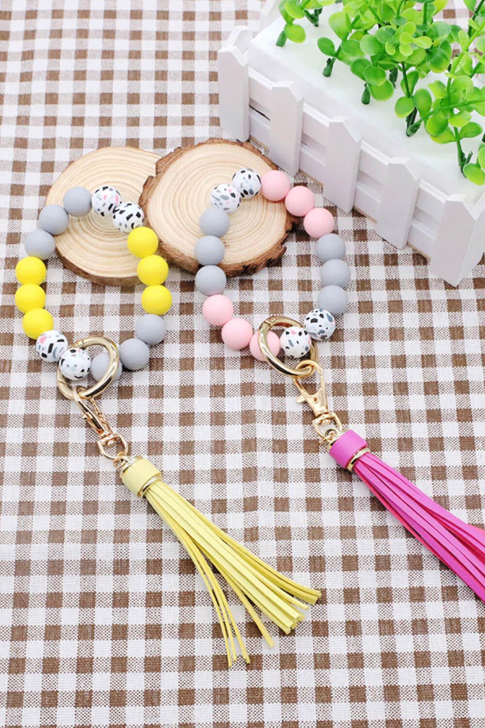 Assorted 2-Pack Multicolored Beaded Tassel Keychain - Flyclothing LLC