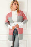 Striped Open Front Long Sleeve Cardigan - Trendsi - Flyclothing LLC