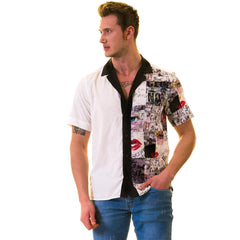 Gravity Homme Men's Weekend Shirt | Newspaper Blanc - Gravity Homme