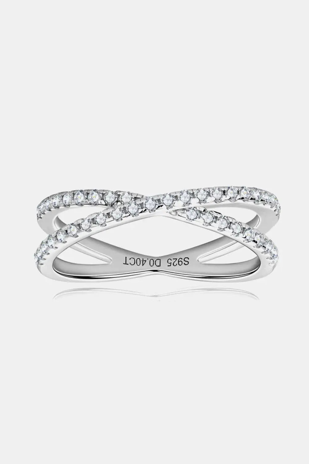 Moissanite 925 Sterling Silver Crisscross Ring - Trendsi - Flyclothing LLC