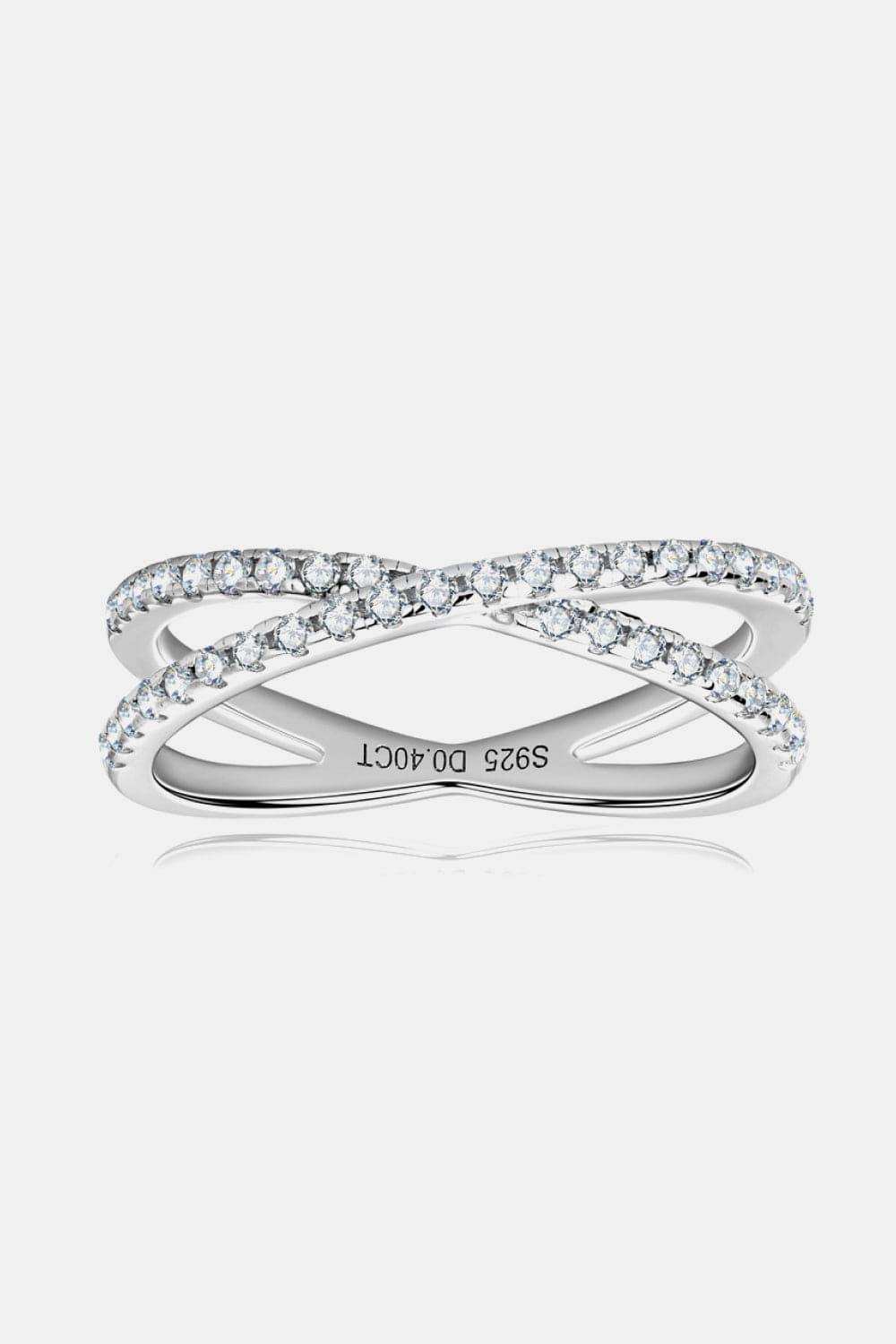 Moissanite 925 Sterling Silver Crisscross Ring - Trendsi - Flyclothing LLC