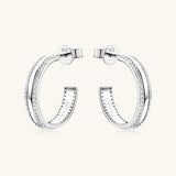 925 Sterling Silver Inlaid Moissanite C-Hoop Earrings - Trendsi