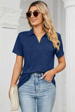 Johnny Collar Short Sleeve Blouse - Trendsi - Flyclothing LLC
